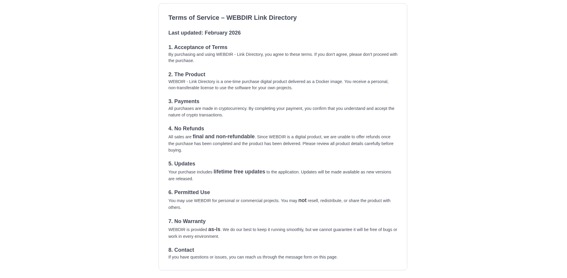 Webdir: One-Page Directory